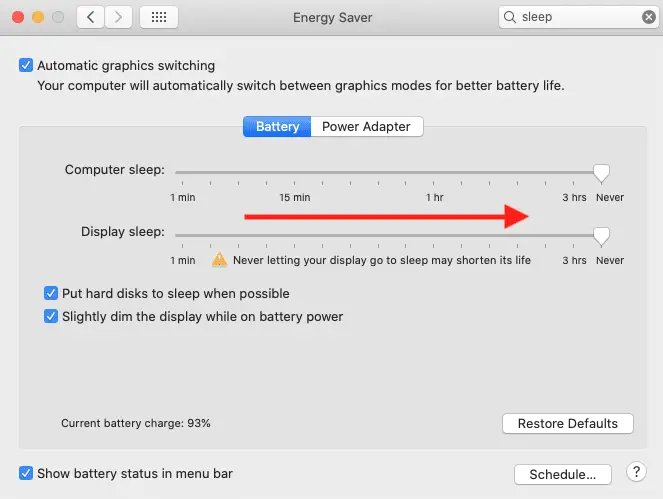 Change Sleep Settings in Mac